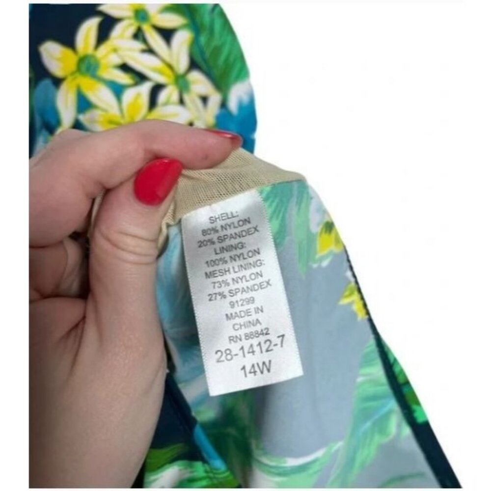 Swim365 Hawaiian Tropical Flower Floral One Piece Tank Swimsuit Modest 14W - Picture 10 of 10
